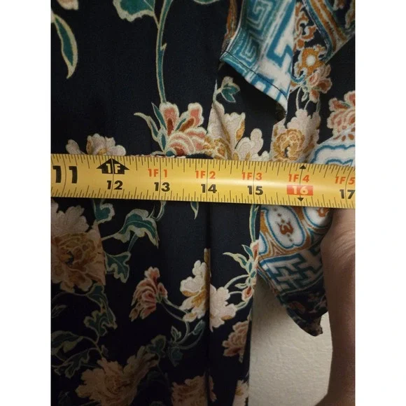 Chico's Floral Maxi Dress Kimono‎ Sleeve Bohemian Style Black Size 0 - Picture 4 of 5